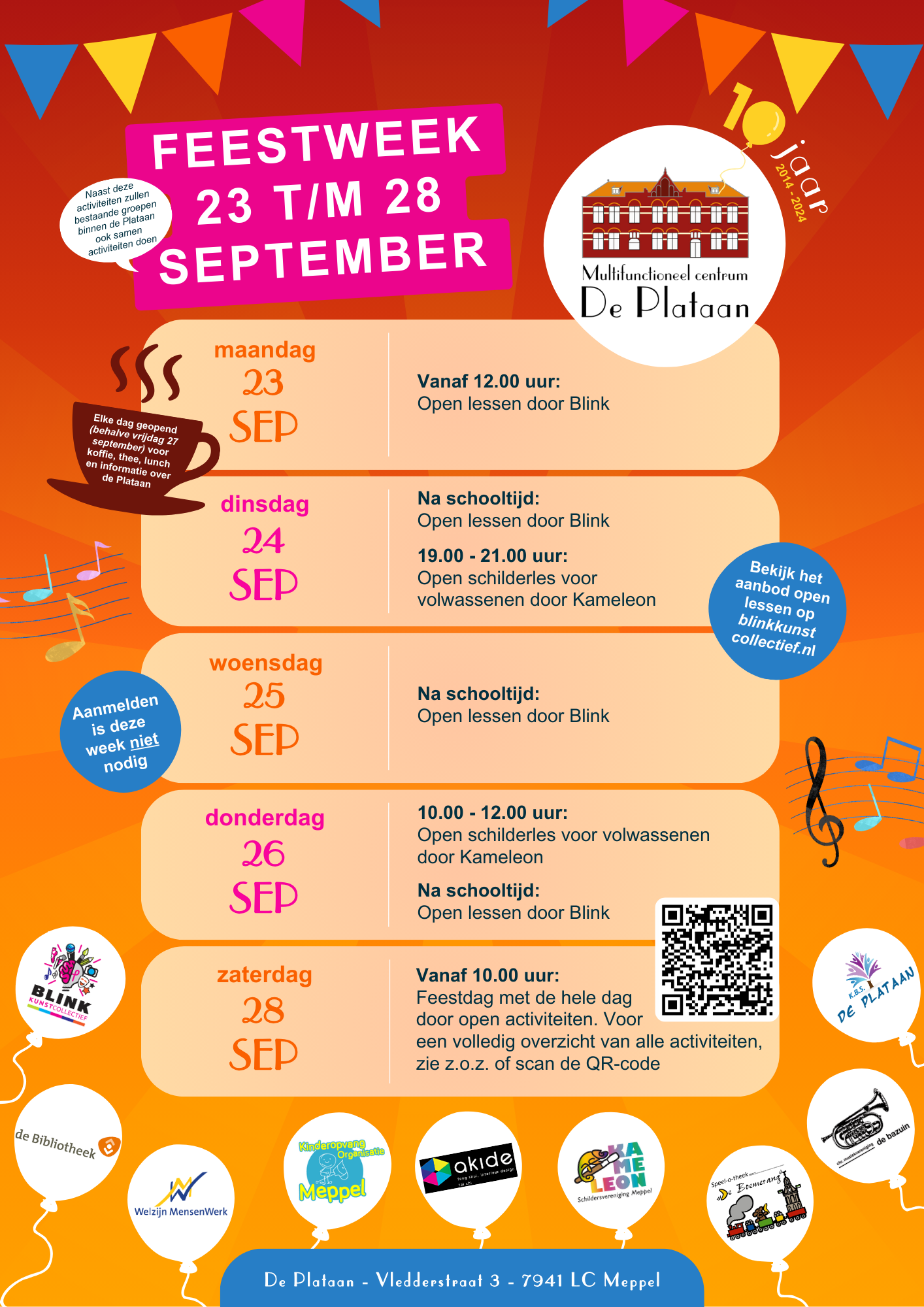 De Plataan 10 jaar activiteitenposter - a3