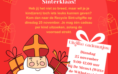 Op 25 november deelt de Recycle Sint weer cadeautjes uit!