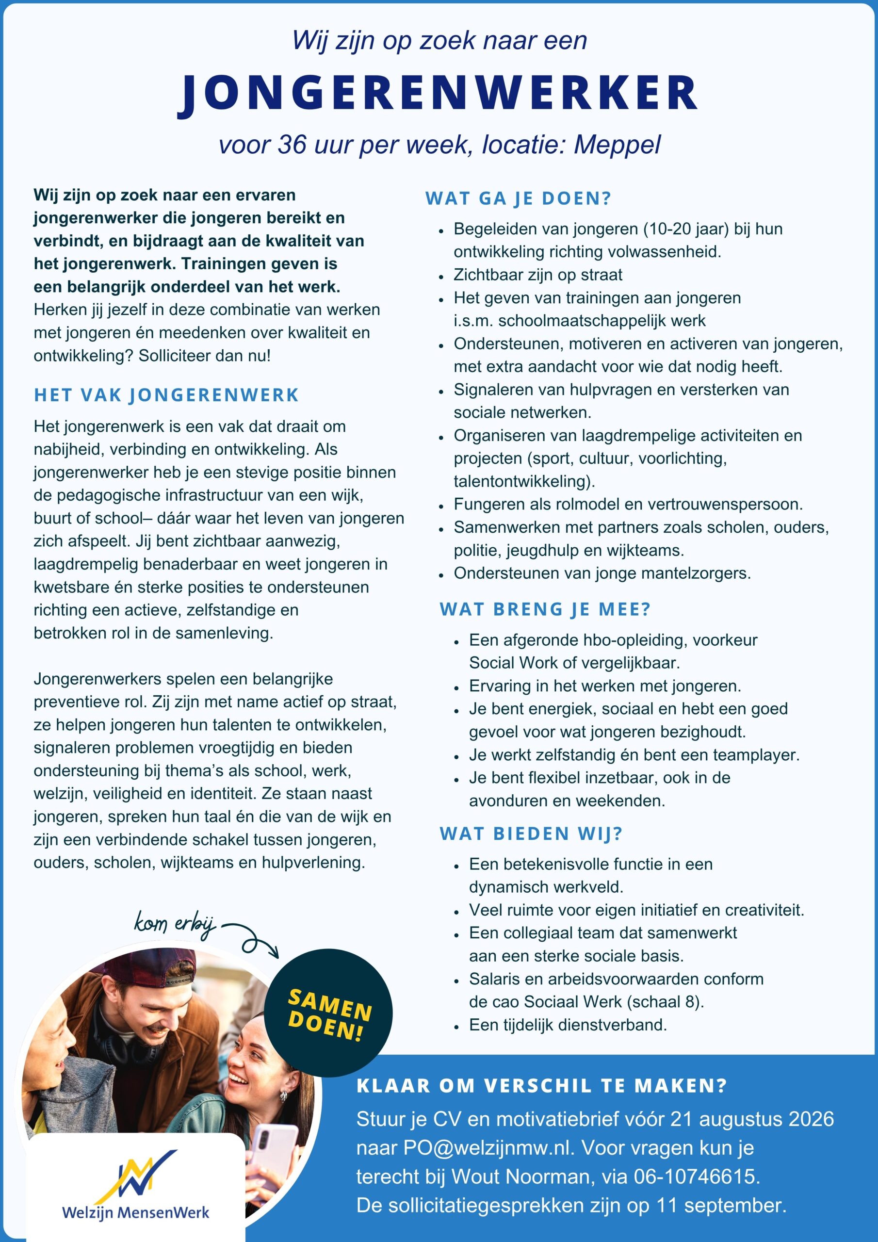 Vacature jongerenwerker meppel